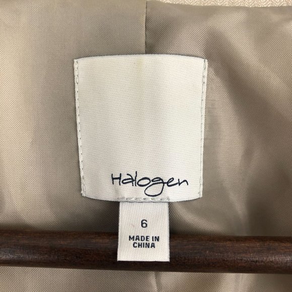 Halogen Women's Size 6 Brown Linen Blend Four Button Notch Lapel Blazer Jacket - Picture 8 of 11